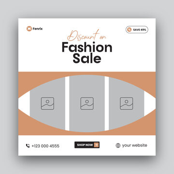 Fashion sale social media post web banner design template 