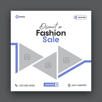 Fashion sale social media post web banner design template 
