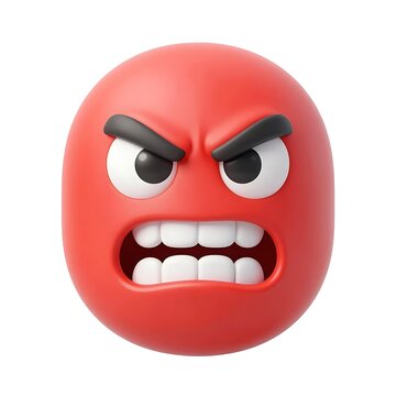 Angry red emoji face with a frustrated expression