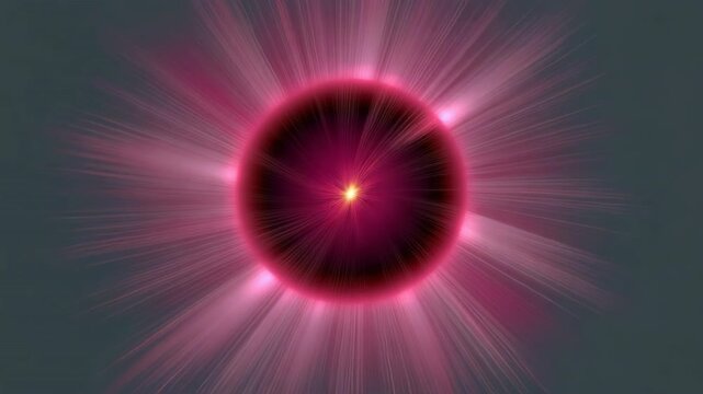 Radial pink energy burst emanating from central dark field
