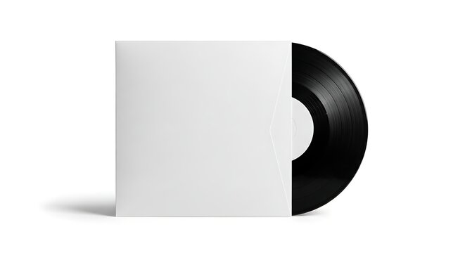 Blank White Vinyl Record Sleeve Mockup with Black LP Disc