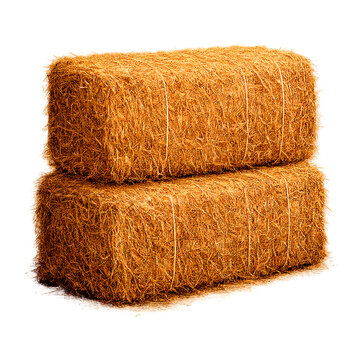 Two Bale Of Hay isolated on transparent background.

