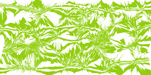 Fototapeta premium Energetic abstract background featuring a dynamic pattern of spiky, sharp starbursts and explosive splash motifs in vibrant chartreuse lime green against a crisp white field. P