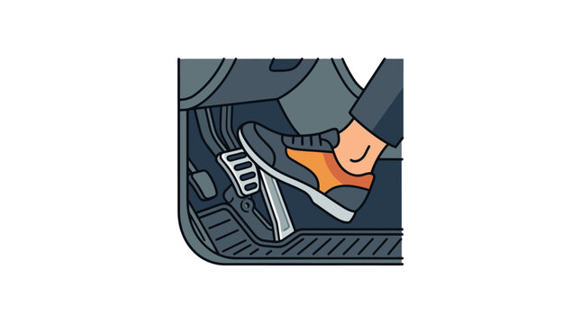 Foot Pressing Car Accelerator Pedal Vector Illustration