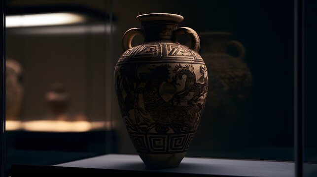 Ancient Amphora&rsquo;s Mythical Depictions Evoke History Within a Museum Display Case