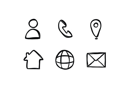 Sketch style outline contact icon set