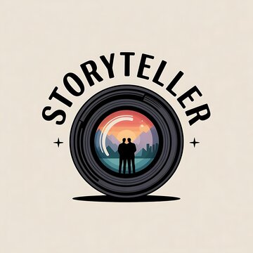 Storyteller Lens Reflecting Couple Silhouettes at Sunset