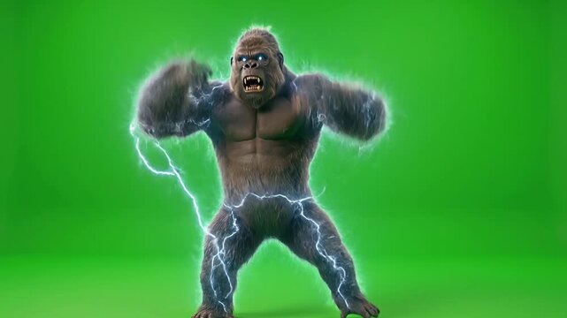Gorilla Exaggerated Invisible Electric Shock Meme Dance, Funny Static Electrocution Pantomime.