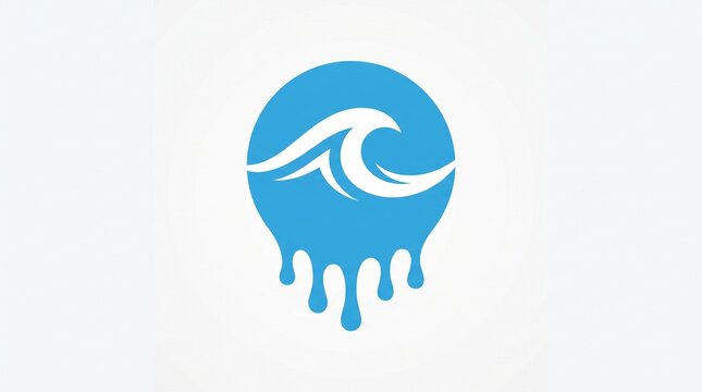 Modern minimalist wave logo design inside circular outline with two tone blue color scheme with gradient dynamic contemporary enclosed within circular