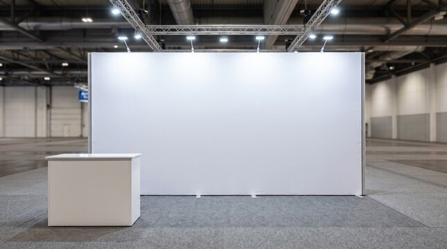 Blank exhibition booth wall mockup. Empty trade show display stand for branding design.