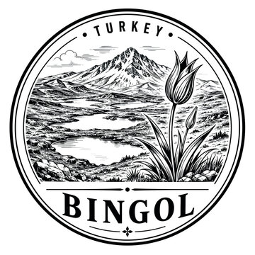 Scenic Illustration of Bingol, Turkey: Mountains, Lake, and Tuli