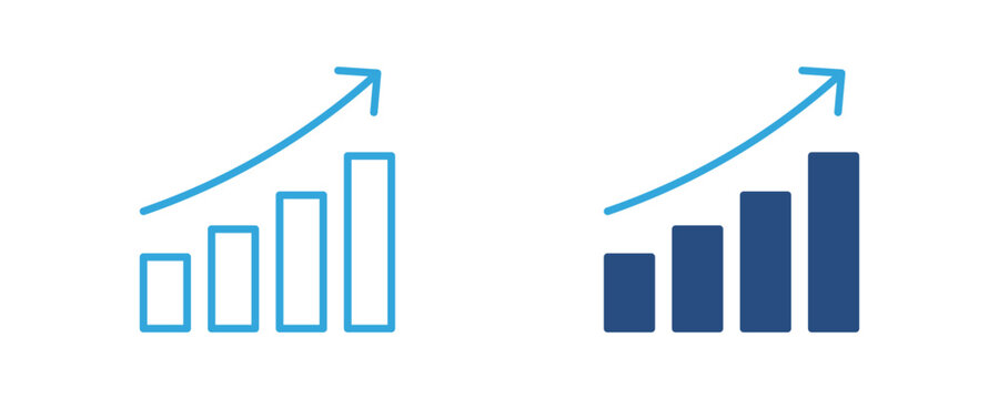 Business growth icon, upward trend chart, financial analytics, performance increase, growth statistics, vector illustration