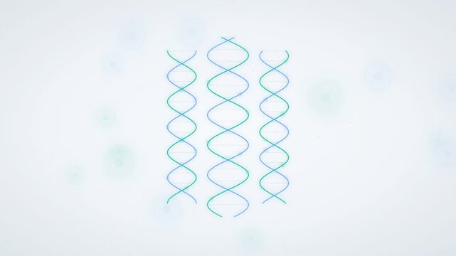 Three Abstract DNA Strands in Blue and Green