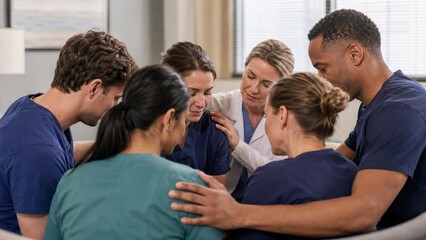 Fototapeta premium Hospital Medical Team Showing Teamwork and Collaboration in Modern Healthcare Setting