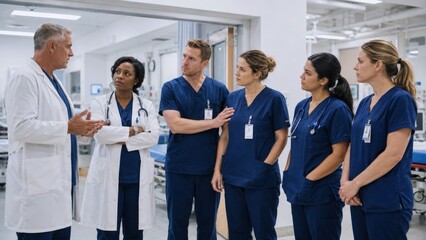 Obraz premium Hospital Medical Team Showing Teamwork and Collaboration in Modern Healthcare Setting