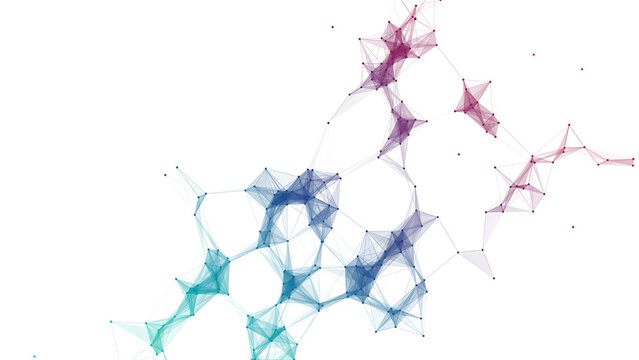 Digital network nodes connected by lines forming an abstract data structure