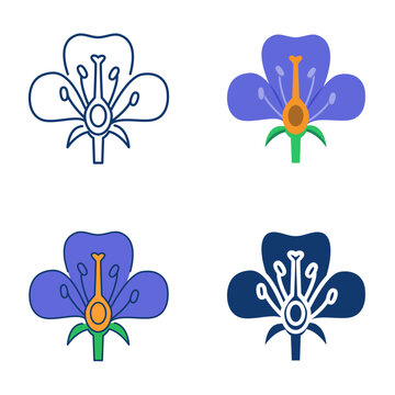 Flower structure icon set