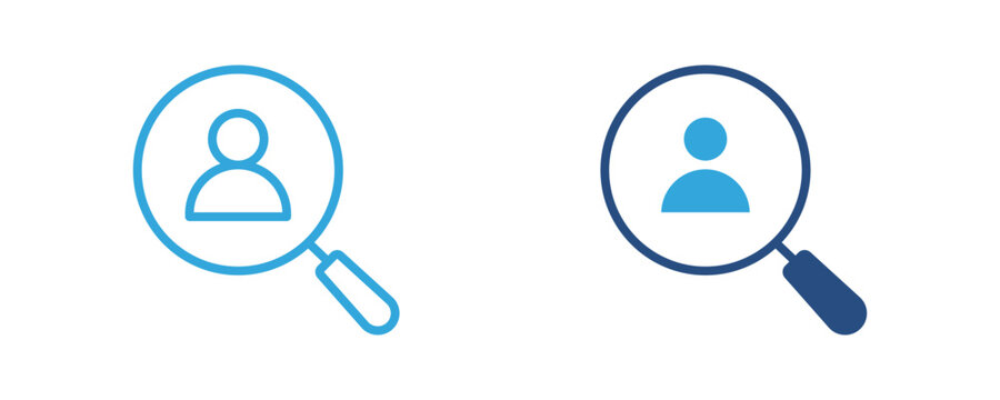 Candidate search icon, job recruitment, talent acquisition, employee hiring, human resources, vector illustration