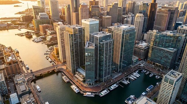 Aerial view of modern metropolitan city skyline