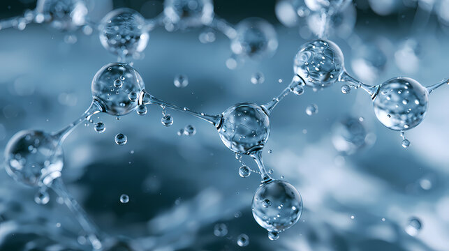 Microscopic visualization of sodium hyaluronate binding pure water molecules within healthy skin tissue.