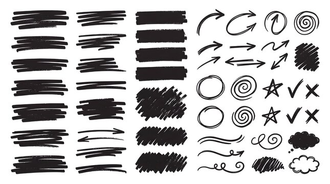 Hand drawn marker scribble collection
