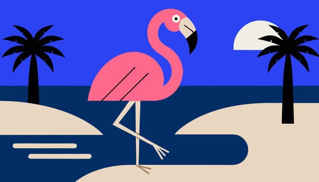 flamingo on the beach
