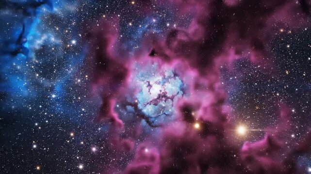 Majestic Cosmic Nebula Pulsing through Infinite Starry Universe