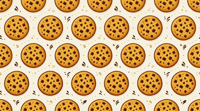 Cartoon cookie vector seamless pattern for sweet bakery wrapping