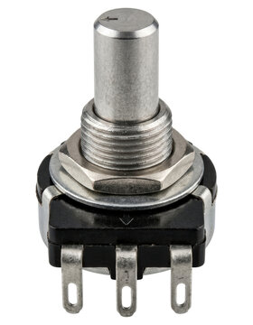 Rotary potentiometer electronic component isolated on a transparent background
