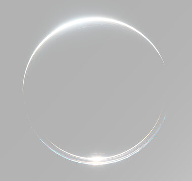 Floating glass sphere with transparent soap bubble reflection glossy realistic optical light overlay decoration effect