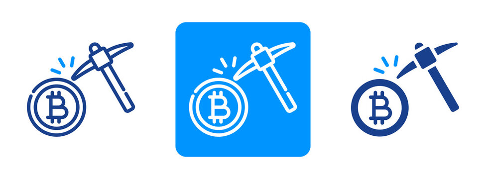 Bitcoin Mining Icon In Dual Tone Style