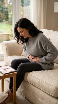 Female body ailment: uterus ache, womb discomfort, menstrual distress, period irregularity, cycle pain, health issue, dysmenorrhea symptom, gynecology concern.