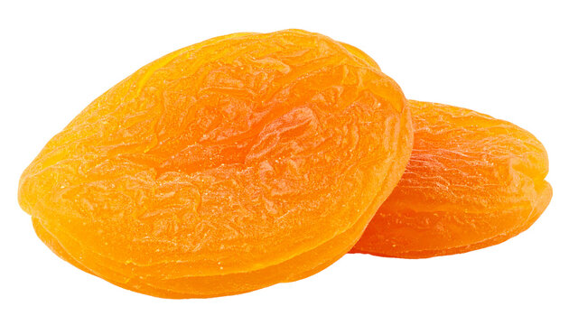 Whole premium dried apricot with rich orange color, isolated on transparent background