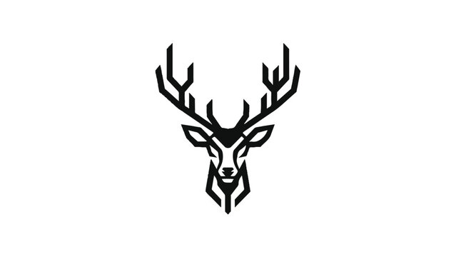 Stylized Deer Head with Antlers Illustration.