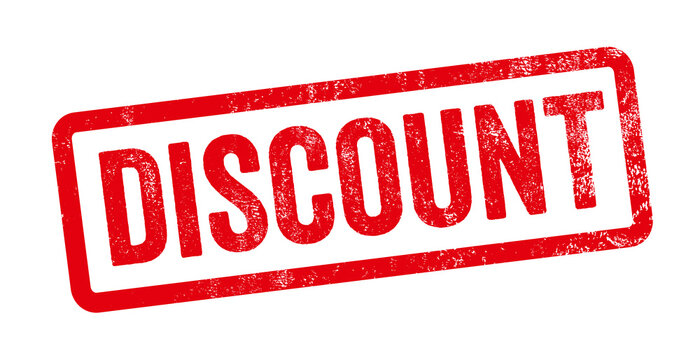 A red stamp on a white background - Discount