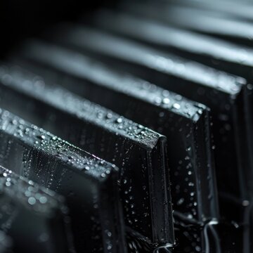 Macro photograph of corrugated plastic warehouse bin with texture