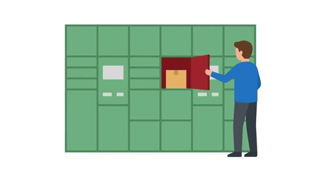 Parcel locker system allows a customer to retrieve their online shopping order securely from an automated storage terminal.