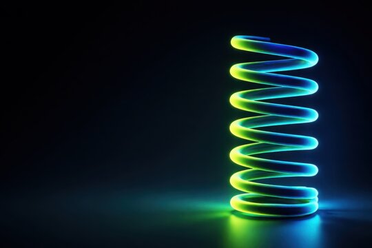 Vibrant twisted spiral glows brightly with a smooth gradient of light