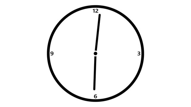 A minimalist black and white of a clock face with bold black numbers and hands the time as approximately 11:05, presented on a clean white background, representing time, punctuality, and measurement