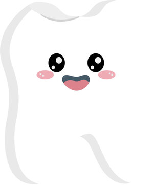Happy cartoon tooth, dental care illustration for kids