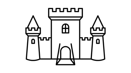 Obraz premium Medieval Castle Icon with Towers and Drawbridge