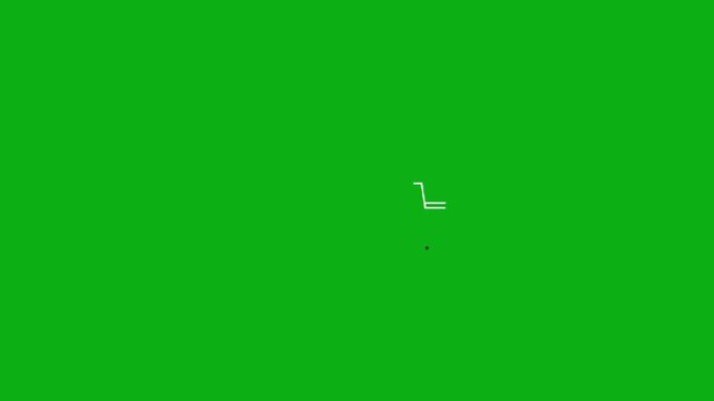 Shopping cart retail icon on green screen chromakey background 2d animated cartoon animation perfect for professional video editing chroma key compositing and stock footage production globally