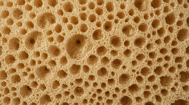 Natural sponge texture macro close up with warm beige honeycomb pattern and soft pores