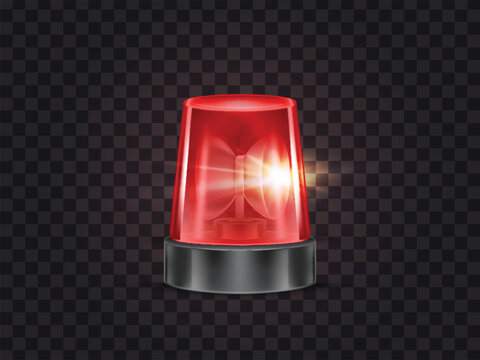 Glowing red alert siren beacon light for police emergency warning concept vector