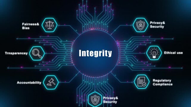 Maintaining corporate data integrity within artificial intelligence systems by ensuring transparency, fairness, accountability, and ethical security across digital business networks.
