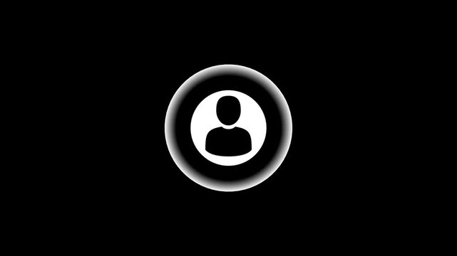 Minimalist user profile animation with pulsing glow effect on black background, avatar account login