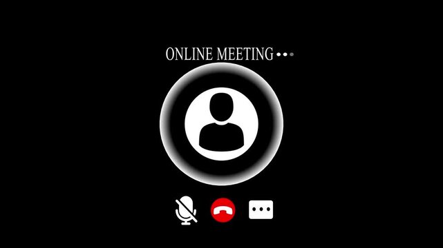 Online meeting interface animation with mute and end call for remote communication and virtual collaboration
