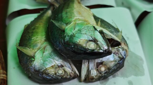 Steamed Mackerel for Sale at a Market