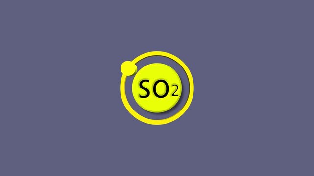 S O2 Chemical Formula Icon with Yellow Circle and Outline on Purple Background science chemistry
