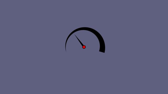 Black Speedometer Gauge with Red Needle on Purple Background dial indicator